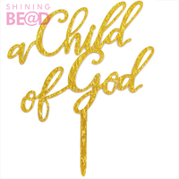 Décoration de gâteau acrylique, 1 pièce en or, pour enfant de dieu, décoration pour première Communion, pour le baptême, le baptême