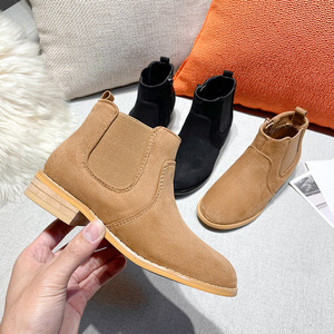 Stivali alla Caviglia alla Moda 2023 per Bambine, <span class=keywords><strong>Tacco</strong></span> <span class=keywords><strong>Basso</strong></span>, in Camoscio con Motivo a Quadri, Chiusura con Zip, Leggeri, per Autunno/Inverno - Product Image 3