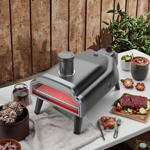 <span class=keywords><strong>Four</strong></span> à pizza miniature à double combustible, gaz et granulés, pliable, autoportant, en fer, pour cuisine de jardin extérieure, avec base rotative - Product Image 1