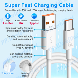 <span class=keywords><strong>สาย</strong></span>ชาร์จเร็ว USB 1เมตรของแท้6A USB-A กับ Type-<span class=keywords><strong>C</strong></span> <span class=keywords><strong>สาย</strong></span>ชาร์จข้อมูลเร็วสุดสำหรับโทรศัพท์ Huawei วัสดุโลหะ - Product Image 3
