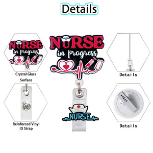 Nuevas tendencias, carrete de insignia de brillo acrílico divertido, soporte de insignia de nombre de enfermera, soporte de carrete de insignia retráctil Acrílico - Product Image 3