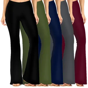 Grosir Gsm230 Celana Pinggang Tinggi Yoga Bel-bawah Celana Mentega Lembut Yiwu Hitam Warna Solid Legging Suar untuk Wanita