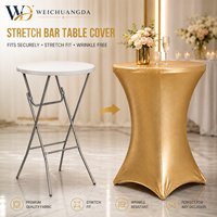 Housse de table de bar personnalisable minimaliste en fibre synthétique extensible imperméable avec revêtement or-argent pour cocktails, idéale pour l'export.