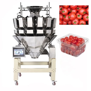 Otomatis 10/14 Kepala Timbangan Cherry Tomat Clamshell Punnet Tray Beratnya Multi Kepala Penimbang untuk Mesin Kemasan