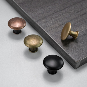 Single-hole Round Pull Handle for Golden Cabinet Kitchen Wardrobe Doors-Zinc Alloy + Iron Durable Furniture Hardware <b>Black</b> - Product Image 2