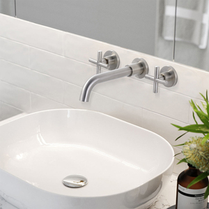 Grifo de Lavabo Moderno de Latón para Baño, Mezclador Integrado para Lavabo, Grifo de Pared para Lavabo, Grifo de Doble Manija de 8 Pulgadas para Dormitorio - Product Image 2