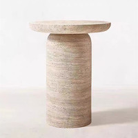 Table d'appoint en travertin personnalisée pour salon, table d'appoint ronde, table de chevet, table basse en marbre