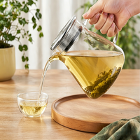 Théière en verre borosilicate de 27 oz avec filtre en acier inoxydable, bouilloire à thé en verre résistant à la chaleur, usine certifiée BSCI
