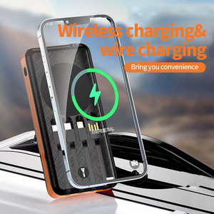 Pannello solare cassa della banca di potere con costruito In cavo Logo personalizzare il supporto di ricarica Wireless di tipo-C Powerbank per telefoni cellulari