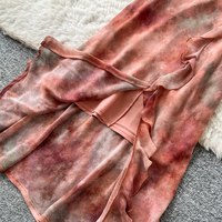 Ensemble 2 pièces pour femme style vacances d'été : Robe longue à fines bretelles avec paréo ample à nouer devant