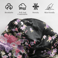 Bonnet en satin floral bonnet à cheveux en soie noire grand bonnet de sommeil pour femmes bonnet de nuit protecteur cheveux bouclés enveloppement douche bonnet de sommeil