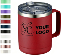 Gobelet à café en acier inoxydable 18/8 de qualité alimentaire, avec logo gravé sur mesure, couvercle anti-fuite, pour boissons chaudes et froides
