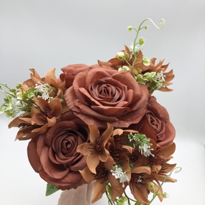 K-0060 Comprar en Línea <span class=keywords><strong>a</strong></span> Precio de Fábrica, Flores Artificiales OEM, Rosas Artificiales Realistas al Tacto, Ramo de Rosas Blancas Artificiales al por Mayor - Product Image 6