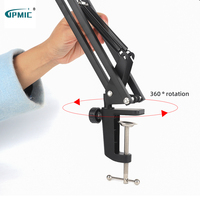 Support de microphone universel NB35 de bureau, pliable et télescopique en métal, en porte-à-faux, pour microphone et caméra en direct