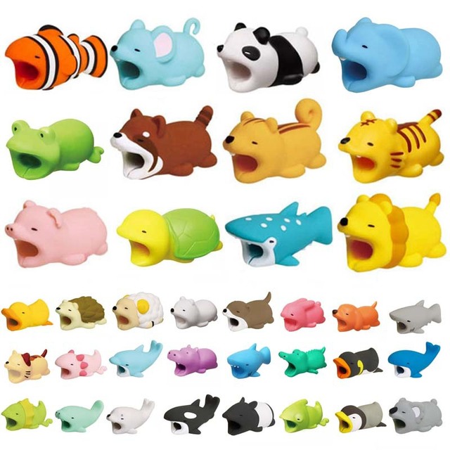 Cartoon Animal-Shaped Silicone Data Cable Protective Cover Flexible Foldable Anti-Break Random Delivery for Bathroom Living Room