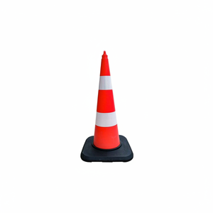 Cono de tráfico TPE de 90 cm con doble barrera de tráfico reflectante - Product Image 2