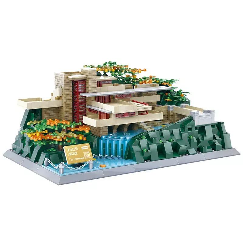 Yeni ürünler WANGE 5232 Fallingwater Villa modeli yapı taşları Set klasik MOC ev fikirleri eğitici oyuncaklar