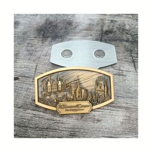 Élégant pour les souvenirs de voyage et l'usage domestique, aimant de réfrigérateur en métal doré avec épingle de revers - Product Image 1