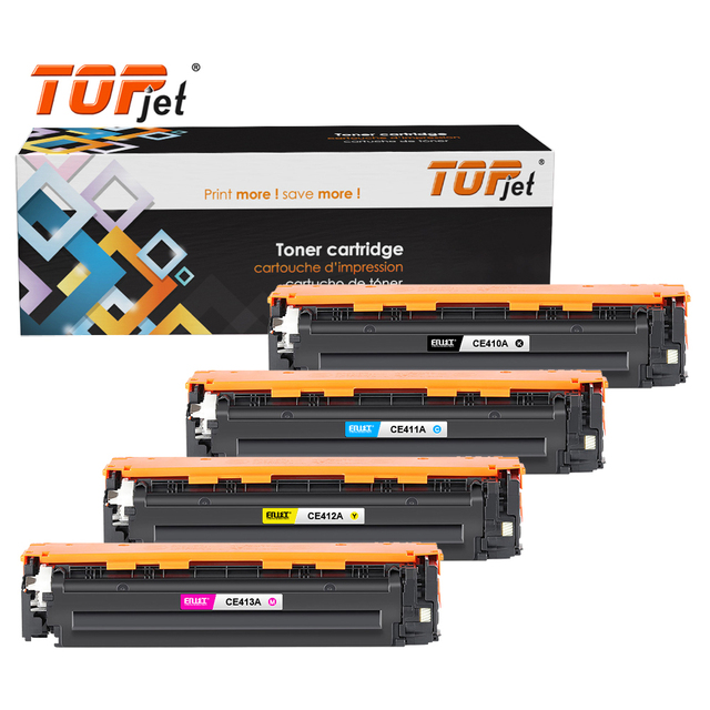 Topjet 305A CE410A CE411A CE412A CE413A Color Toner Cartridge Compatible for HP LaserJet Pro 300 400 MFP M375nw M475dn M475d