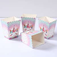 Fournitures de fête de licorne boîte à pop-corn en papier boîte à biscuits de licorne boîte d'emballage de collation de nourriture de bonbons décoration de fête d'anniversaire de douche de bébé