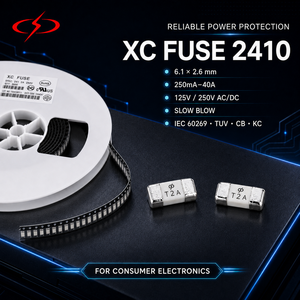 Fusible XC FUSE 24T SMD 6.1x2.6mm 250mA-40A 125V 250V <span class=keywords><strong>de</strong></span> Acción Lenta IEC 60269 Bajo Voltaje TUV CB KC Tubo Cerámico AC/DC para Consumidores - Product Image 1