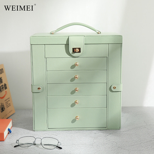Organizador de Joyas de Cuero PU Personalizado WEIMEI, Estuche de Viaje de 5 Capas Resistente al Agua y a la Humedad - Product Image 4