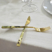 Logo personnalisé plaqué en acier inoxydable # Ensemble de cuillères à steak minimalistes 304 pour mariages, fêtes, cafés, cuisines - Vaisselle écologique