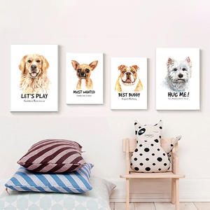 Autocollants muraux en toile nordique moderne à l'huile sans cadre, impression HD, imperméable, écologique, peintures d'animaux mignons, salon - Product Image 3