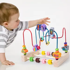고품질 다채로운 나무 동물 과일 교통 구슬 미로 장난감 도매 조기 교육 맞춤형 유치원 장난감
