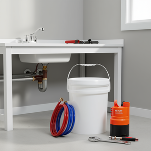 Kit de limpieza para calentadores de agua sin tanque Vevor, cubo de 5 galones, 2 mangueras, polvo descalcificador, llave, adaptador, bomba manual - Product Image 2