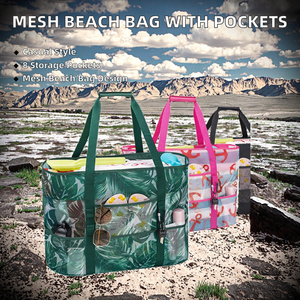 Wholesale Summer Casual Tote Hollow Out Mesh 8 Pockets Open Closure Chain Strap <b>Women</b> Travel Wash <b>Bags</b> Fitness <b>Swimming</b> Storage - Product Image 2