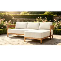 Canapé modulaire en teck de style luxueux haut de gamme en forme de L, style campagnard britannique, ensemble de meubles de jardin extérieur