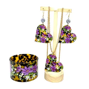 Jewelry Set Acrylic Resin With Flowers Bracelet Necklace Earring jewelry for women and girls hot sell factory wholesale jewelry