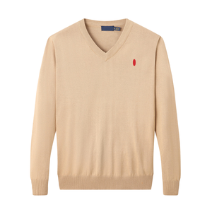 Maglione Invernale da Uomo in <span class=keywords><strong>Cotone</strong></span> con <span class=keywords><strong>Scollo</strong></span> a <span class=keywords><strong>V</strong></span>, Maniche Lunghe, Casual, Anti-Pilling, in Lana/Cashmere, Lavorato a <span class=keywords><strong>Maglia</strong></span>, Tinta Unita con Logo Frontale, Sottile - Product Image 1