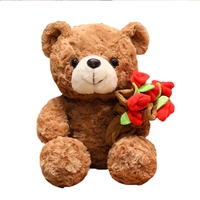 Groothandel Pluche Rozen Teddybeer Valentijnsdag Cadeau Op Maat Gemaakt Bloemen Knuffelbeer met Rozen OEM Speelgoed