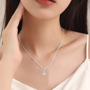 Diseño único 925 Plata Cubic Zircon Simple Geomereic Collar con colgante de piedra grande - Product Image 4