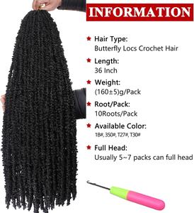 <span class=keywords><strong>Xtrend</strong></span> 36 pouces, tresses synthétiques à crocheter, style Butterfly Locs, longues, noires, effet vieilli, double trame, tissées à la machine, douces, pour femmes, 850g - Product Image 2