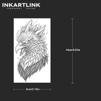 INKARTLINK Autocollant de tatouage Phoenix Aigle Mythique Oiseau de Feu Réaliste à base de plantes Semi-permanent 15 jours Art corporel Fournitures en gros