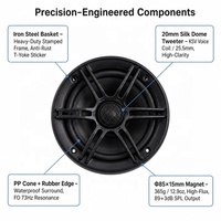 Haut-parleur coaxial 2 voies étanche IPX6 de 6,5 pouces pour moto avec lumière LED, 4 ohms, OEM ODM, MOQ 500