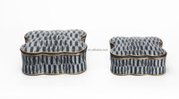 JW008 pot décoratif de luxe personnalisé coton-tige mallette de rangement accessoires de décoration de table petite boîte à bibelots en céramique