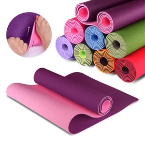 Produsen Logo Kustom Dicetak 6Mm Tebal Non Slip Organik Ramah Lingkungan Pilates Perjalanan Kebugaran Latihan TPE Yoga Mat