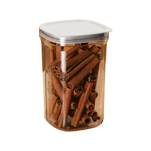 Airtight Kitchen Storage Jars Rectangle Transparent With Plastic Lid For Solid Seasonings Grains Beans - Product Image 5