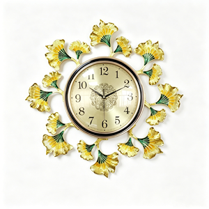 Luxury Golden Ginkgo Leaf Metal Art Deco Antique Silent Quartz Wall <strong>Clock</strong> <strong>Large</strong> Decor for Living Room Home - Product Image 5