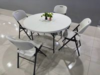 Tables pliantes rondes en plastique blanc portables pour expositions en plein air, restaurants et salles à manger, 4 pieds, 5 pieds, 6 pieds
