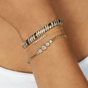 Gemnel Oro vermeil 925 sterling silver Moonstone Graduale Braccialetto di Collegamento bracciali a catena cubana - Product Image 6