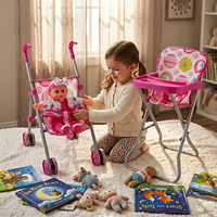Fei Li Toys Poussette 3 en 1 pour poupées avec chaise haute et ensemble de poupées pour filles, ensemble de poussette pour poupées