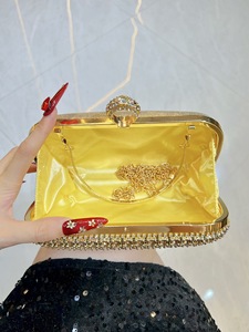 High-end European-American Retro Tassel Diamond-encrusted Dress <b>Clutch</b> Evening Handbag for Ladies Cheongsam New Style Tanjing - Product Image 3