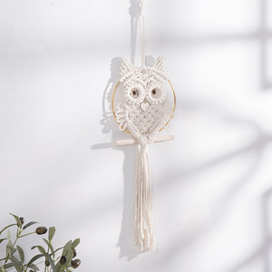 Shixinju Owl Wall <b>Hanging</b> <b>White</b> Cotton Macrame Tassel Home Decor Entryway Living Room Bedroom - Product Image 5