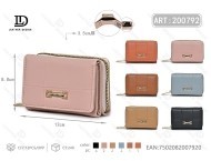 Portafoglio da donna con cerniera a tre pieghe, dimensioni ridotte, in microfibra, pelle sintetica, stile minimalista, per tutte le stagioni - Product Image 1