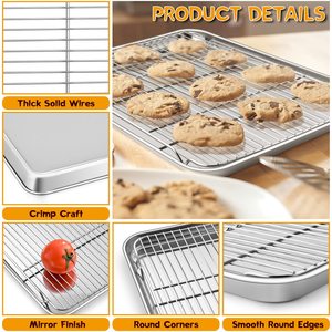 Grille de refroidissement adaptée à votre petit four Utilisation par une personne Non toxique Facile à nettoyer Ensemble de plateau et de support de four Plaque de cuisson en acier inoxydable - Product Image 5